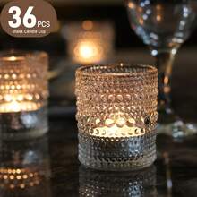 Transparent Glass Candle Holders With Different Sizes Of Crystal Points, Tabletop Decorations/Wedding Decorations/For Birthday Parties, Weddings, Romantic Home Decor Scenes - 2*2.5 Inches - View 10