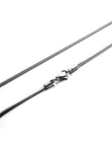 1pc Stainless Steel Men's Necklace, Simple Fitness Style, Square Snake Chain, Unisex Clavicle Chain - Multicolor - View 6