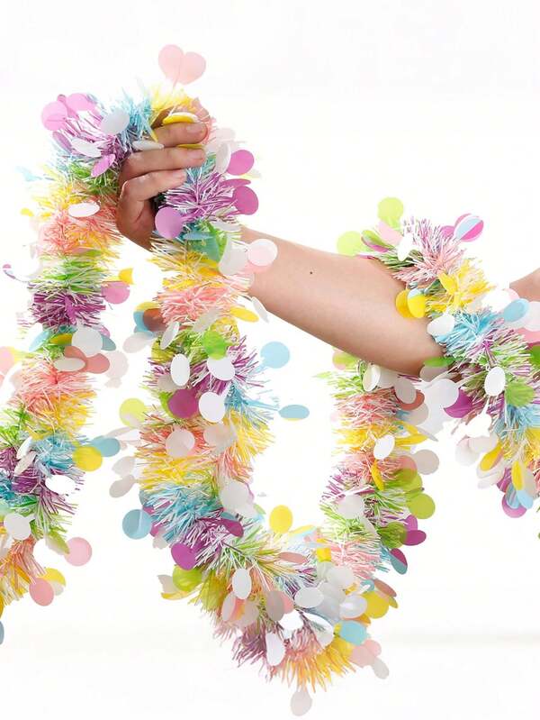 Metallic Sequin Floral Wreath With Colorful Eggs And Rabbits, Spring Twisted Decorative Wreath Suitable For Fireplace, Door, Window, Soft Color Indoor Easter Decor For Home, Classroom, Party, Christmas Tree, Bedroom, Office, Indoor/Outdoor Holiday Home Decor, Pink, Yellow, Blue, Green, White