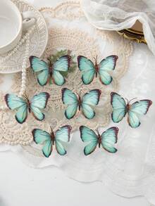 5只仿真蝴蝶情人节新年装饰DIY糖果盒搭配新娘捧花情人节丝绸秋季母亲节装饰花瓶家居装饰户外花园婚礼捧花客厅DIY糖果盒花环仿真植物家居用品、花束、餐桌装饰 - 深水綠 - 查看 3