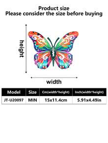 2D Flat 1pc Metallic Colorful Butterfly Wall Art Decoration, Decorative Hanging Metal Butterfly, Suitable For Gardens, Patios, Living Rooms, Balconies - A Personalized Gift For Family And Friends, Perfect For Room Decoration, Interior Decoration, And Home Decor. - Multicolor - View 12