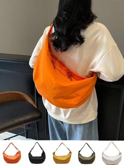 Large Capacity Nylon Tote Bag For Women, 2025 New Versatile Shoulder Crossbody Bag, Minimalist Casual Shoulder Bag, Stylish Solid Color Spacious Messenger Bag For Spring/Summer