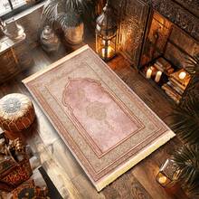 1pc Luxury Prayer Mat With Knee Pad, Foldable Anti-Slip Carpet Design With Tassels, Suitable For Home Or Large Gatherings - Star - View 6