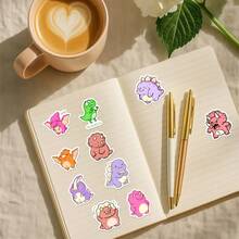 50Pcs Dinosaur Stickers - Cute Dinosaur Stickers With "So Shy", "Can't Reach" Funny Phrases, Kawaii Vinyl Decals For Water Bottle, School Bag & Emotional Learning - 50Pcs - View 6
