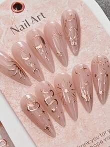 12pcs/Set 3D Black Starlight Moon Nail Art Sticker Bohemia Style Sun Snake 12Constellation Nail Decals Adhesive Nail Supplies 8*10cm - Multicolor - View 8