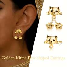 1 Pair 925 Silver Plated Cat Paw Hanging Earrings For Women, With Fashion Unique Creative Design Cute Pets, Exquisite And Sweet, Suitable For Daily Versatile, The Best Choice For Birthdays, Christmas, New Year, Easter, - Bạc - Xem 7