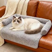 U-Shaped Dog Bed, Foldable Large Bed For Dogs And Cats, Suitable For Pet Households, Orthopedic Memory Foam Dog Sofa, Faux Fur Pet Bed, Gray - Màu Xám nhạt - Xem 3