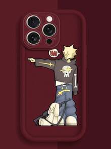 Funda protectora con ranuras profundas para iPhone 15 Pro Max, 16 Pro Max, 11, 12, 13, 14 Pro Max, 14 Plus, 15 Plus y 16 Plus; recortes de silicona suave para proteger la cámara; diseño de niño de dibujos animados - Burdeos - Ver 2