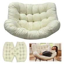 Coussin pour fauteuil à bascule d'extérieur, coussin universel imperméable en rotin pour fauteuil à bascule, coussin de remplacement pour fauteuil suspendu - coussin d'assise double hamac, 120 x 100 x 10 cm, coussin de remplacement pour fauteuil œuf pour terrasse, jardin et intérieur - Beige - Voir 3