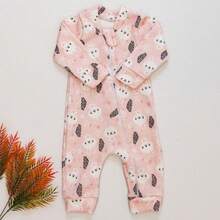 Baby Boy/Girl Jumpsuit In Soft Fabric For Everyday Wear With Front Zipper, Comfortable For Winter, Sizes Newborn To 1 Year - 兔子 - 查看 1