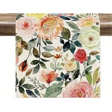 1pc Watercolor Rose Patterned Table Runner, Suitable For Spring/Summer Restaurant And Party Decoration - Multicolor - View 9