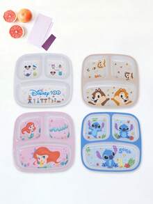 Disney 1件卡通餐具，史迪奇、奇奇蒂蒂、爱丽儿美人鱼，100周年纪念版，三格餐盘，密胺材质，生日派对家庭晚餐餐盘 - 彩色 - 查看 7