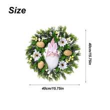 15.75 Inch Easter Wreath With Colorful Eggs & Flowers - Artificial Spring Decorative Door Wreath For Indoor Outdoor Wall Mantel Wedding Party Decor, Easter Holiday Gift - Xanh lá và Hồng - Xem 6