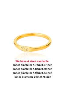 Roman Numeral Detail Ring Stainless Steel Jewelry Gift - Yellow Gold - View 5