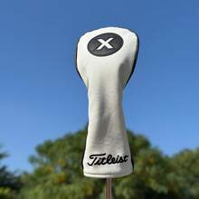 New Numeric Design Wooden Shaft Head Cover, Mixed Golf Club Head Cover, PU Leather Golf Club Head Cover - White - View 2