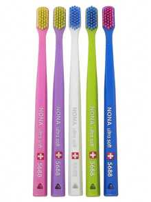 3pcs Swiss Colorful Random Super Soft Toothbrushes, Small Brush Head, Polypropylene Bristles, Odorless Design, Gum Protection, Suitable For Adults - Unisex Manual Toothbrush Set - View 4