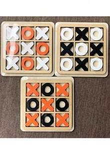 木制 XO 井字棋三合一游戏，趣味休闲叠叠乐积木桌面游戏玩具 - 彩色 - 查看 3