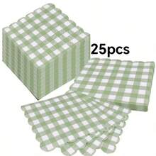 25pcs/50pcs/75pcs/Set Soft Square Spring Plaid Napkins, 2-Ply, 24cm*24cm Opened, Suitable For: Wedding, Tea Party, Birthday Party Decoration, Party Decoration, Party Supplies, Holiday Decoration, Holiday Supplies - Multicolor - View 9