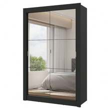 Ropero Closet Madesa Vivare 2 Puertas 2 Espejos Color Negro - Negro - Ver 2