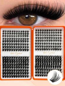 384pcs Clusters, Individual Cluster Lashes, DIY Lash Extension Crossed Wispy Soft Daily Cluster Lashes Thin Band Natural False Eyelashes - CC - View 1