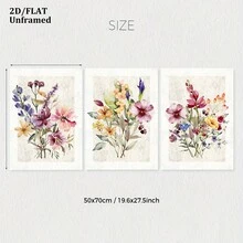 Bộ tranh không khung, 3 bức tranh nghệ thuật trang trí tường họa tiết hoa màu nước, tranh canvas phong cách Boho, tranh in hoa dại retro trung tính, trang trí phòng khách, nghệ thuật trang trí nhà hiện đại, quà tặng trang trí nhà sáng tạo lý tưởng. - hoa - Xem 11