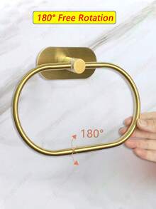 1个黑色哑光毛巾环，壁挂式毛巾架，不锈钢浴室毛巾架，壁挂式毛巾挂钩，银色/金色手巾挂钩，浴室毛巾收纳架，毛巾架，无需钻孔的重型毛巾挂钩，适用于浴室和厨房 - 彩色 - 查看 6