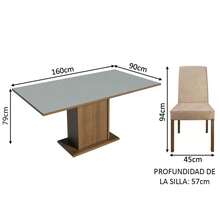 Juego de Comedor Mesa 6 Sillas Color Marrón/Gris/Imperial Renata Madesa - Marrón e imperial - Ver 3