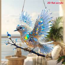 Decoración colgante en forma de pájaro de acrílico 2D, ornamento de ventana, colgante de pájaro de cristal arcoíris, decoración para el hogar y el jardín, creador de arcoíris de prisma, regalo de Navidad, atrapador de arcoíris, regalo para amantes de las aves, diseño de rama - Multicolor - Ver 6
