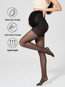1pc Maternity High Waist Spring & Autumn Pantyhose, Simple Belly Support Stirrup Bottoming Stockings - Multicolor - View 14