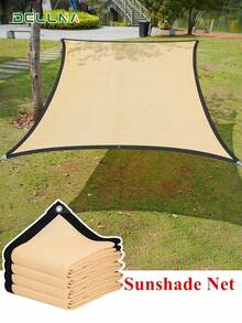 Beige Sunshade Net, Garden Sunshade Cloth, Beige Sunshade Net, Garden Plant Cover, Sunshade Bench, Sunshade Sail, Awning, Outdoor Swimming Pool Sunshade Canopy Available In Multiple Sizes, High-Density Polyethylene Material Resistant To UV, Suitable For Outdoor, Garden, Balcony, Plants, Camping, Automotive, Sunshade Canopy, Etc. - Multiple Styles - View 1