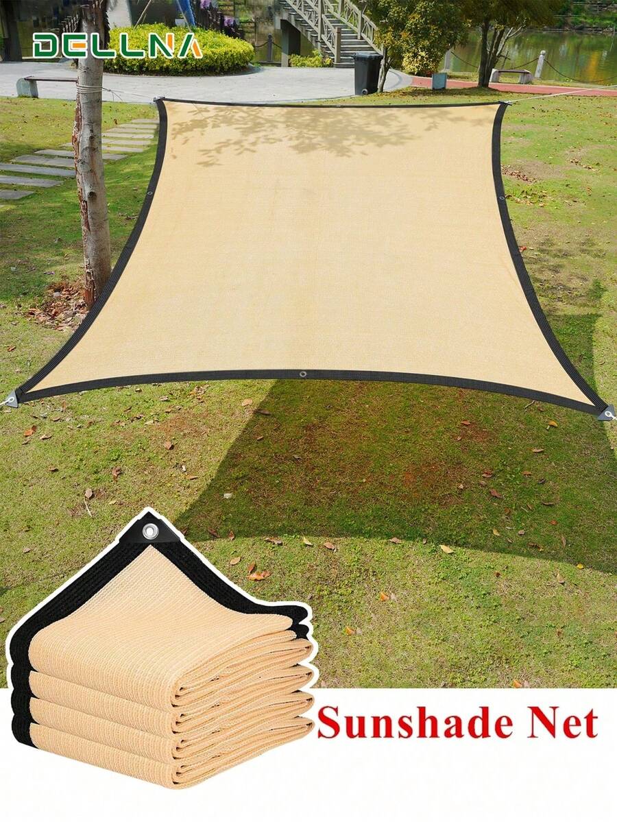Beige Sunshade Net, Garden Sunshade Cloth, Beige Sunshade Net, Garden Plant Cover, Sunshade Bench, Sunshade Sail, Awning, Outdoor Swimming Pool Sunshade Canopy Available In Multiple Sizes, High-Density Polyethylene Material Resistant To UV, Suitable For Outdoor, Garden, Balcony, Plants, Camping, Automotive, Sunshade Canopy, Etc. - Multiple Styles - View 1