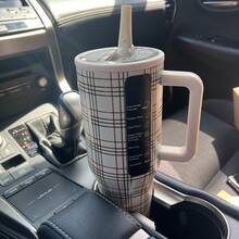 HYDRO-JUG, 40OZ, Leopard Print, Blair, Black And White Checkered, Western Cowboy, Cherries, Water Cup, Large Capacity Stainless Steel Material, Vacuum Insulated Mug, Water Bottle Cup, With Handle Straw And Leak Proof Cover, Super Large Capacity, Picnic, Summer, Autumn, Winter, Outdoor Activities Camping, Dormitory, Yoga, Driving, Office Commuting, Teachers, Graduation Gifts, Teacher Gifts, Valentine's Day Gifts, Birthday Gifts, Thanksgiving Gifts, Christmas Gifts, Halloween Gifts, Halloween Party Gifts, Party Supplies And Other Scenarios. It Is Perfect For Various Beverages, Including Ice Water, Iced Tea Or Coffee, Iced Drinks And Hot Drinks. - 布萊爾 - 查看 2