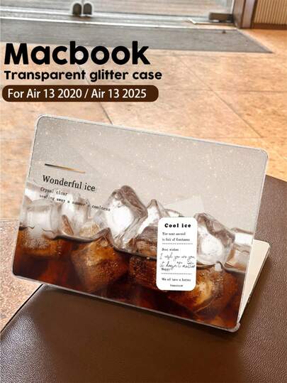 1个透明创意美式咖啡图案闪光轻便防震笔记本电脑包，适用于13英寸和15英寸Air机型，14英寸Pro M2和M3版本，具有防指纹、减震和散热功能，是节日和特殊场合的完美礼物。