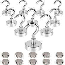 高强度磁性挂钩，无需钻孔。可使用磁铁和粘合剂固定，无需钉子。适用于冰箱、厨房、烧烤架、车库和储物空间。无损墙面磁性挂钩、重型磁性地板挂钩、冰箱磁吸挂钩、超强磁性挂钩。 - 銀色 - 查看 2