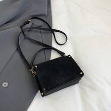 Women's Structured Squared Box Handbag, Fashion Elegant Lady Crossbody Bag, Black, Best Mother's Day - Black - View 3