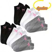 6双装男女通用运动短袜，速干、吸湿排汗、防滑，黑白灰三色可选 - 彩色 - 查看 14