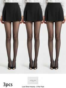 1對性感閃亮水晶閃粉薄絲襪,防勾絲jk緊身褲,透氣薄網襪 - 黑色 - 查看 8