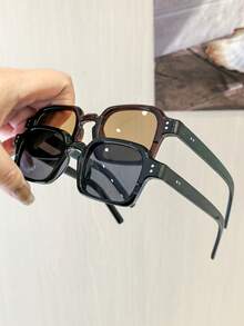 2 PCS Women's Casual Style Square Fashion Glasses Polycarbonate Lightweight Frame Soft Tinted Lenses Suitable For Beach Vacation With Glasses Box - Multicolor - View 6