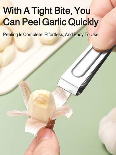 不锈钢剥蒜器，适用于剥蒜和去除鱼刺；不锈钢发夹；厨房用品；鱼刺镊子