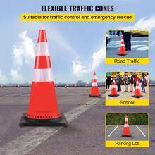 Safety Cones 8 X 30" Traffic Cones PVC Orange Construction Cones Reflective Collars Traffic Cones With Black Weighted Base Used For Traffic Control Driveway Road Parking And School - 8 X 30" - View 2