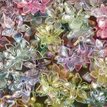 50颗多色AB透明亚克力花珠，适用于珠宝制作DIY手链项链装饰，尺寸24x26毫米 - 花朵 - 查看 5