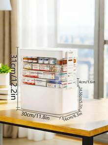 1/2/3/4/5layers Medicine Organizer - Portable Medicine Cabinet With Leather Handle, Empty First Aid Kit For Home Organization Must, School, Dormitory, Travel, RV, Dorm, Ideal Elderly Gift - 白色 - 查看 2