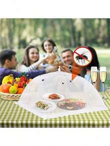 1pc Foldable White Mosquito/Insect Net Tent - Removable And Washable Mesh Tent, Suitable For Camping/Restaurant Style Vegetable Table - Multicolor - View 7