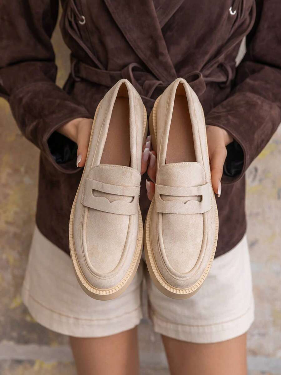 Thick-Soled Loafers - Combining Comfort And Fashion For Everyday Wear - Beige - View 1
