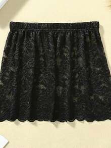 女士蕾丝下摆加长吊带裙，百搭休闲荷叶边卫衣裙，春秋季 - 白色 - 查看 7