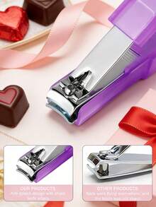 J·FOCUS 4件套美甲护理套装，高端精致防溅指甲钳礼盒套装 - 包括大小指甲钳（配心形珠链）、伸缩指甲锉和不锈钢指甲抛光块，多功能美甲护理4件套，防溅指甲钳+伸缩指甲锉+抛光块 - 彩色 - 查看 5