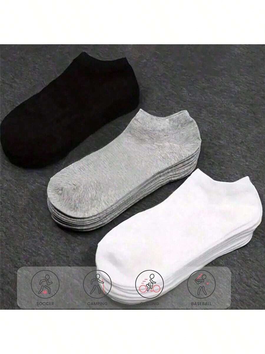 100/80 pièces Ensemble de chaussettes de sport à coupe basse, respirantes et antibactériennes. Motif de lait. Couleur unie polyvalente chaussettes courtes décontractées. Légères et confortables, résistantes aux odeurs, antidérapantes. Convient pour le quotidien, le sport, la maison, les tenues décontractées. Disponible en noir, gris, blanc. 60/50/40/30/20/18/10/8/6/4/2 pièces par ensemble. - Noir - Voir 1