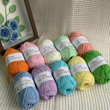 10 球/套 4 股纱线，柔软亲肤纱线，适用于手工钩编 DIY 包、配饰、毛毯、披肩、帽子、花朵等。（长度约 1120 米/1224.8 码，重量约 400 克/14.1 盎司） - 彩色 - 查看 28