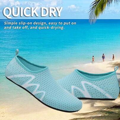 男士轻便夏季沙滩鞋，成人速干水鞋，赤脚防滑沙滩鞋游泳鞋，适合沙滩、河流、泳池、湖泊、冲浪等场合。