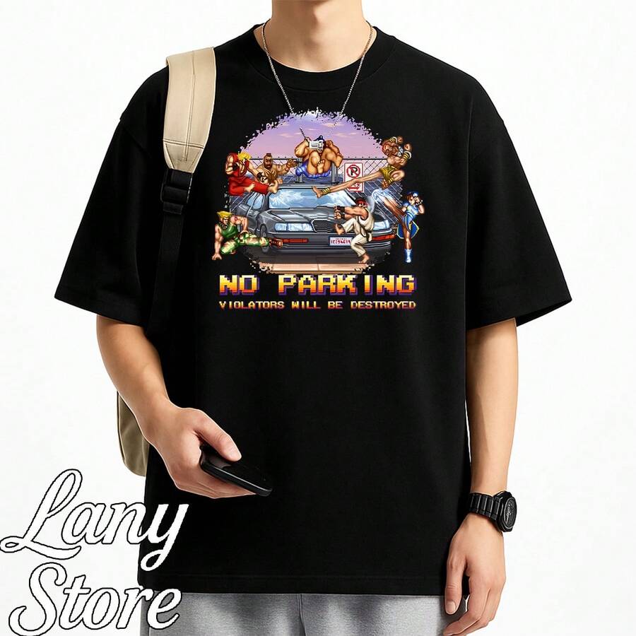 Retro Fighting Game T-Shirt - Ryu Chun-Li - Unisex - Men's/Women's - 100% Cotton - Top Premium Streetwear - New Release - Immediate Shipping - Various Colors!! - 黑色 - 查看 1